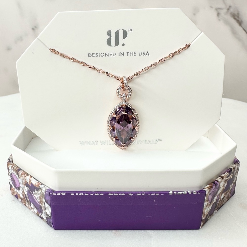 Bomb Party February Always and Forever Necklace Amethyst NK88829 NWT